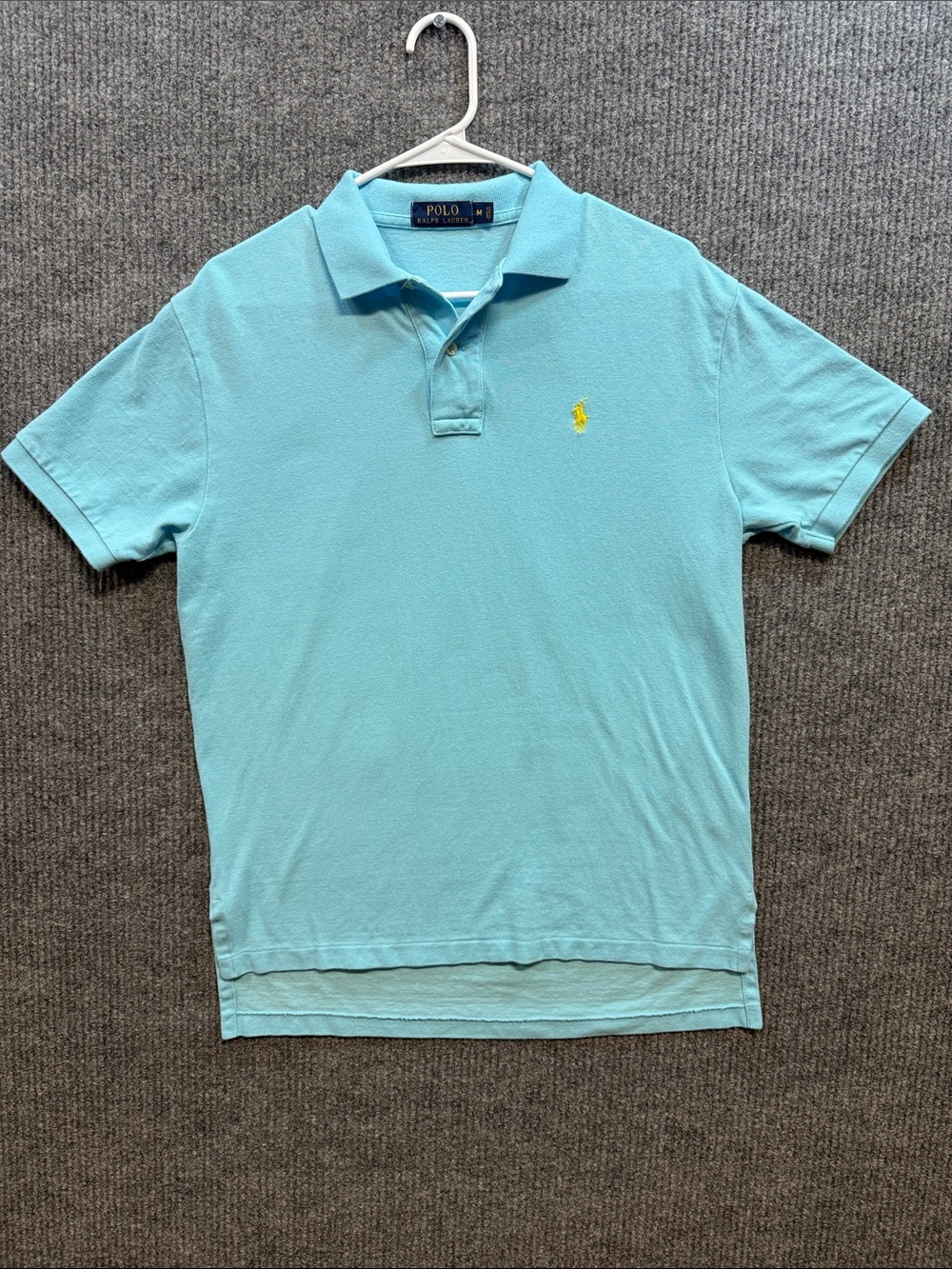 Polo by Ralph Lauren Aqua Blue Short-Sleeve Polo with Yellow Pony Medium